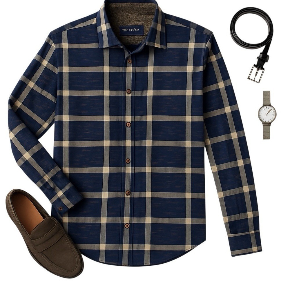 Robert Graham Blue Plaid Heritage Cotton Button Front Shirt L XL EUC No Size Tag